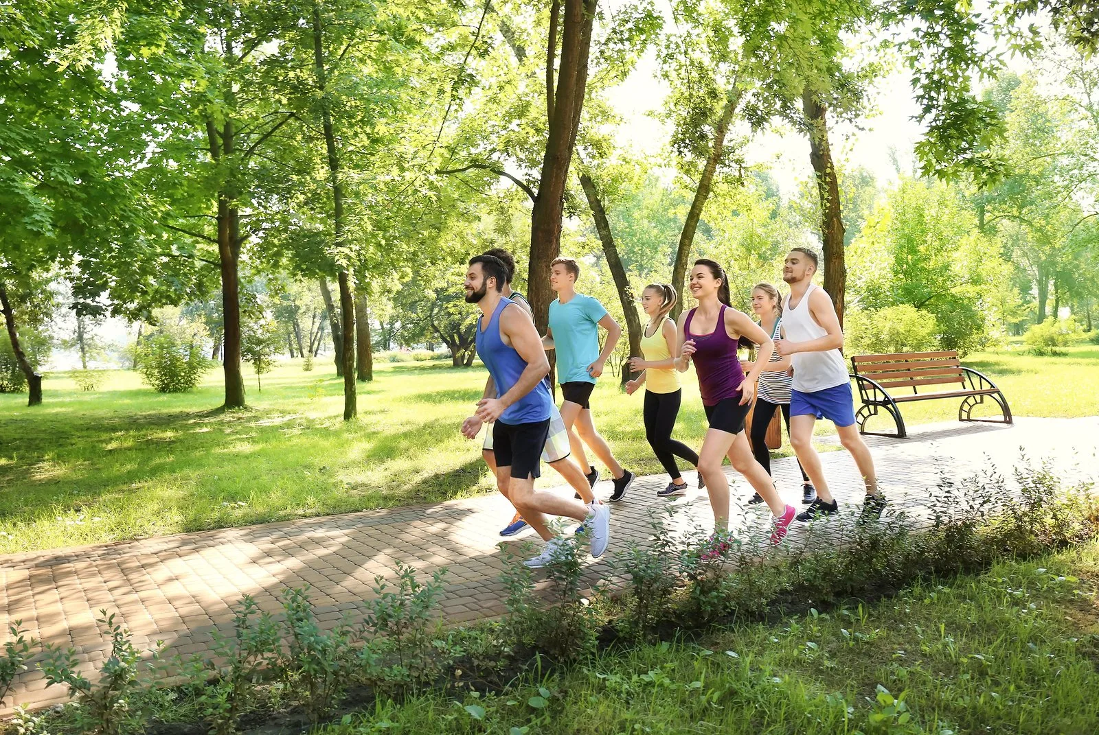 Bigstock group of young people running 218788822
