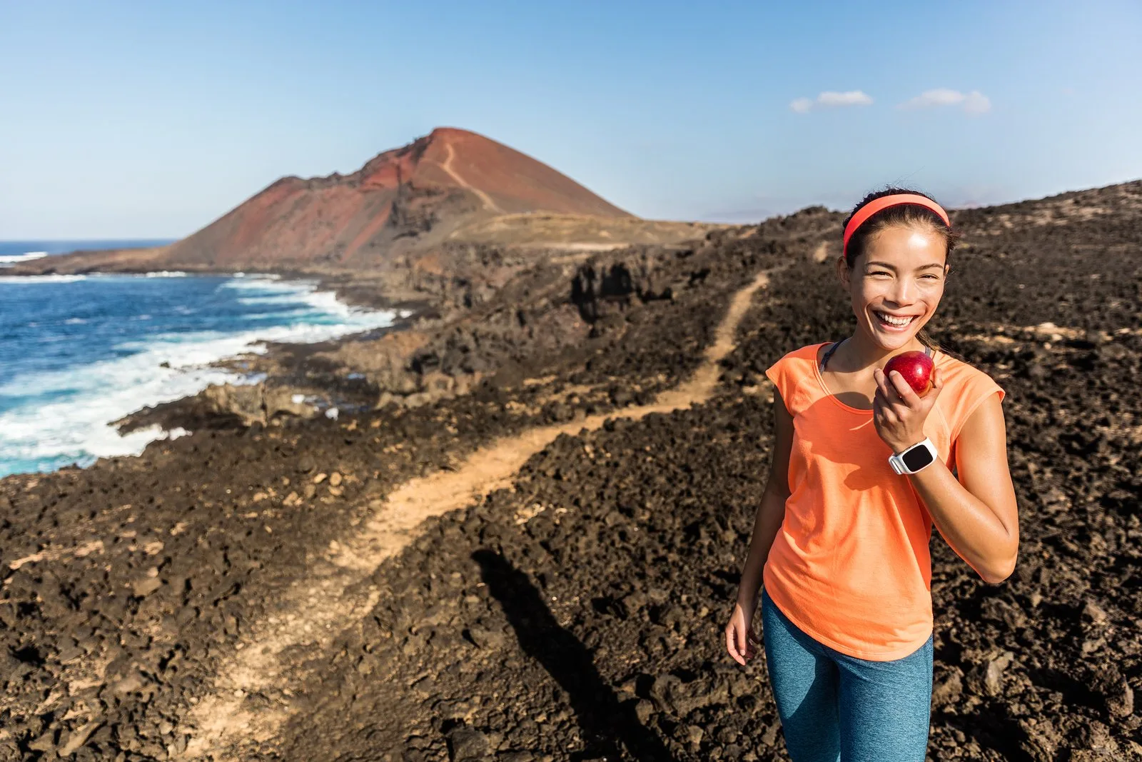 Bigstock happy hiker hiking on mountain 154144202